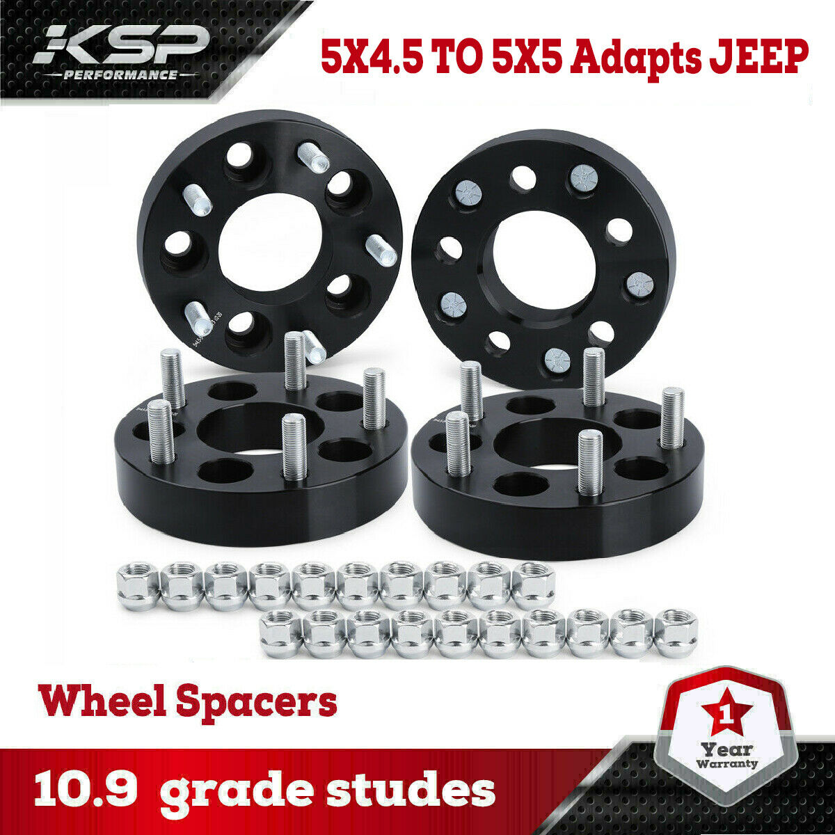 4 Wheel Adapters 5x4.5 To 5x5 1.25" Adapts Jeep Cj Wheels On Tj Mj Yj Kk Sj Xj