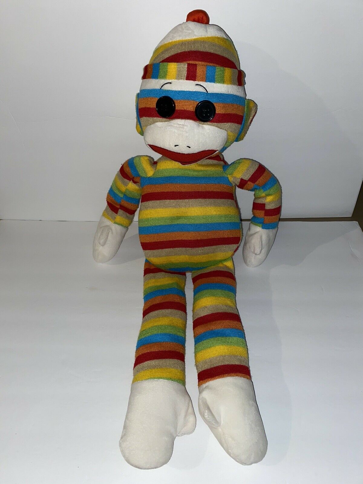 Ty Beanie Baby Rainbow Stripes Socks The Sock Monkey Large Jumbo 30" 2014 Rare