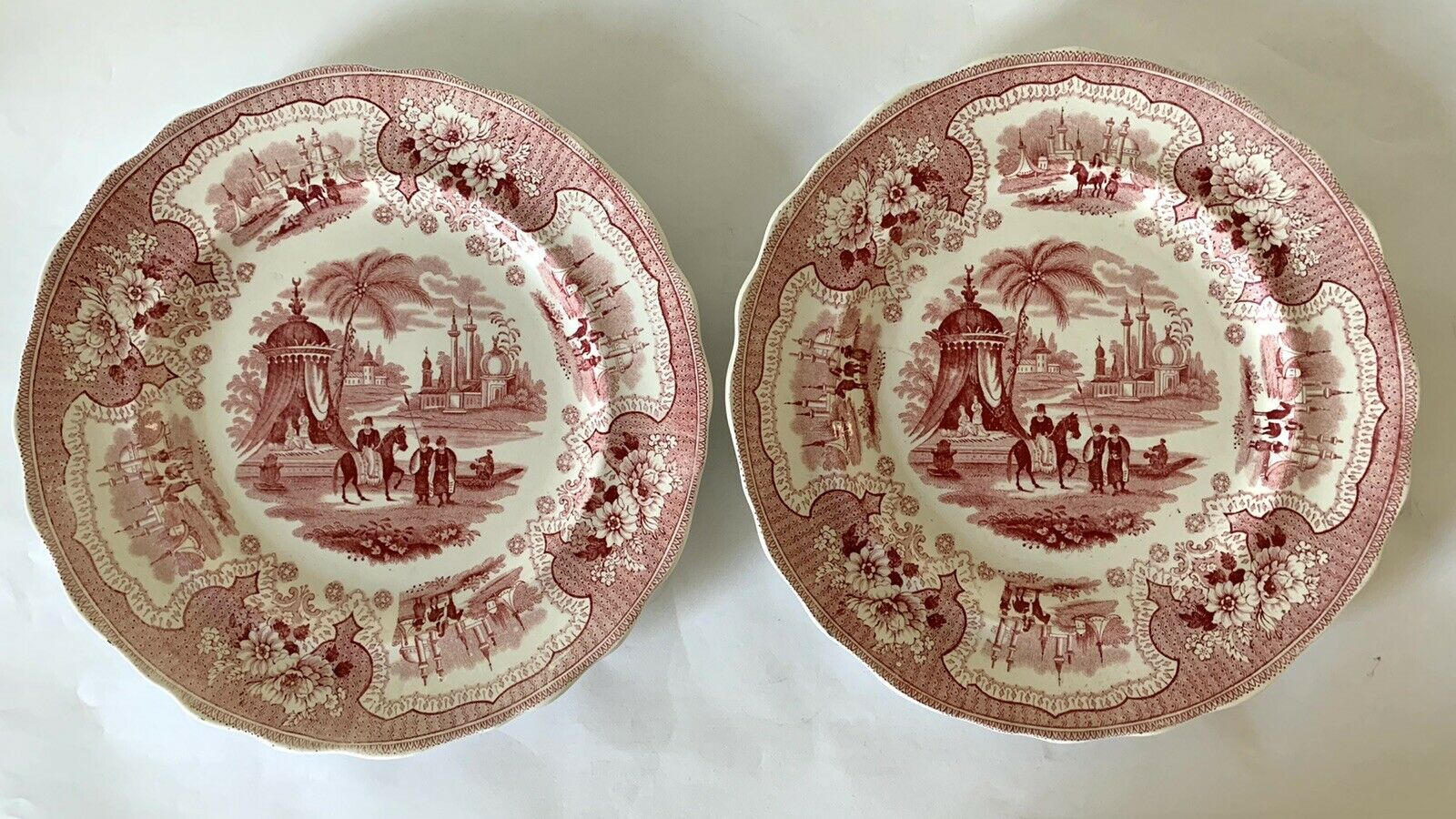 1830s-40s / Lot Of 2 / Adams Staffordshire Plate / Palestine / 8 3/8" Antique