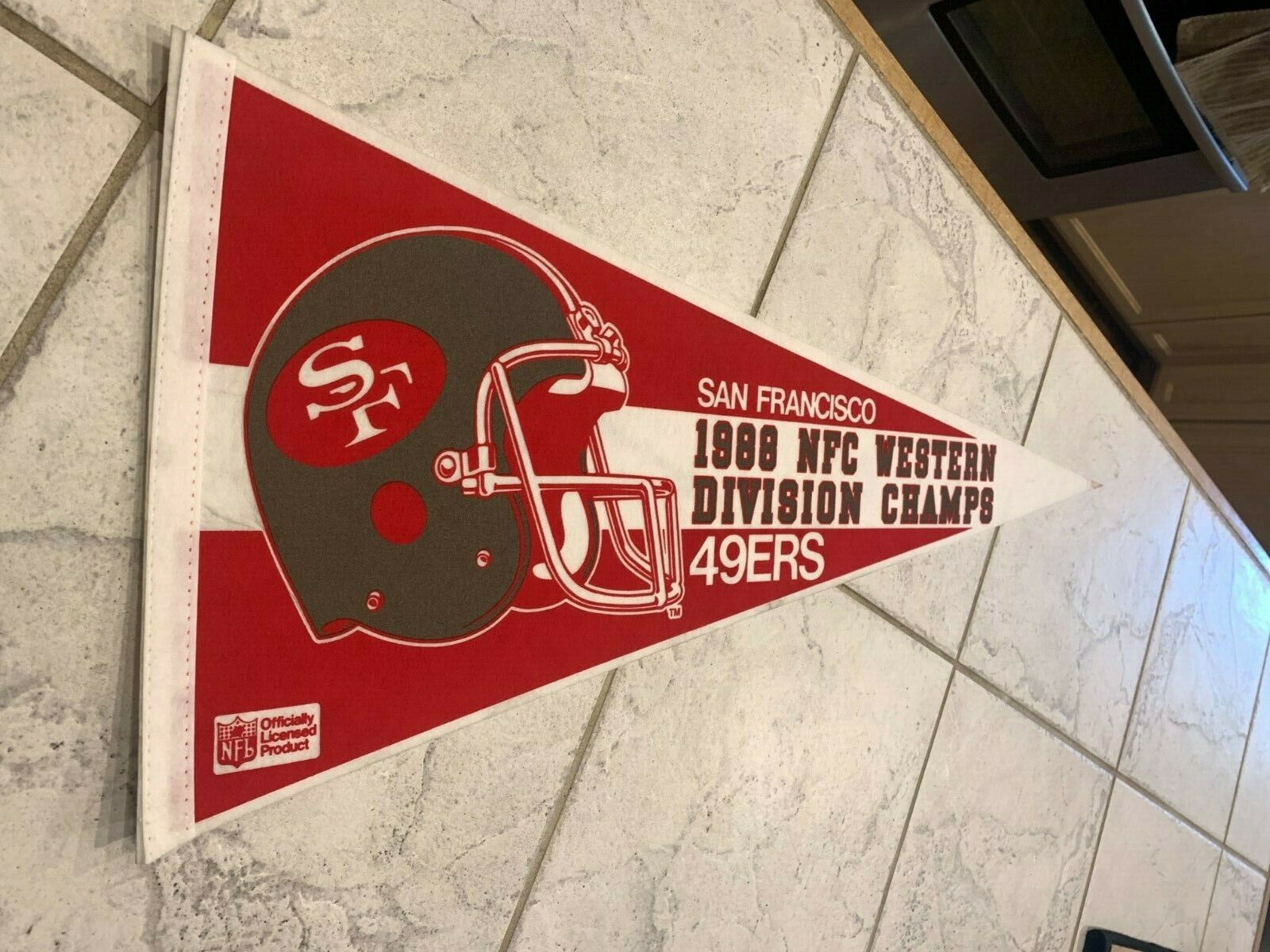 1988 San Francisco 49ers Nfc Western Division Champs Pennant 12x29 Full Size Nfl