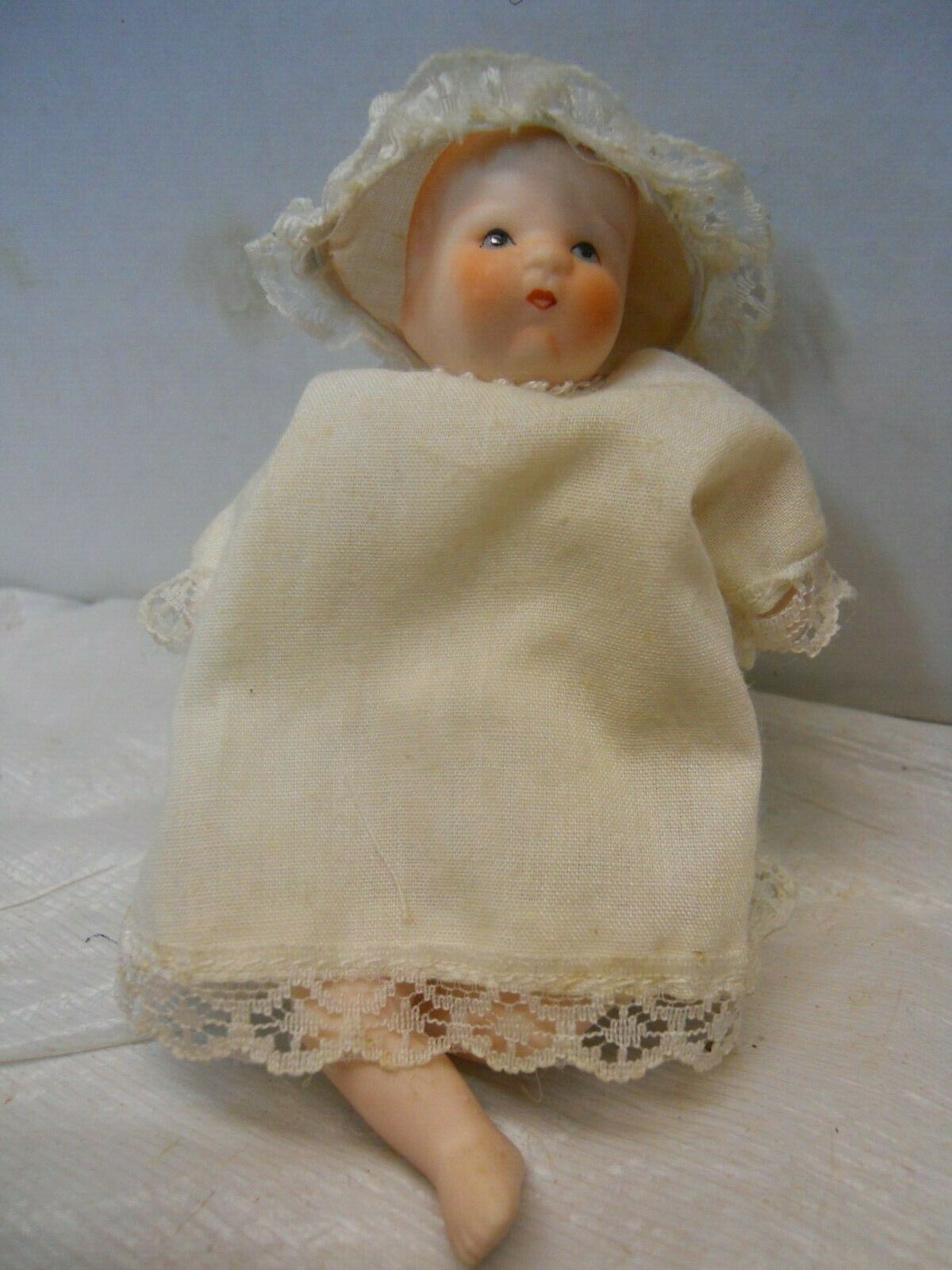Vintage Russ Bisque Doll Cloth Body, Bisque Arms, Legs & Head Clothing By Russ