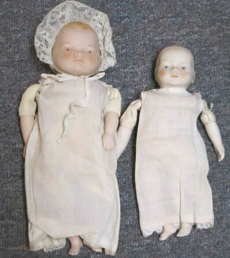 Lot Vintage Japan Shackman Bisque Porcelain Baby Dolls-  12”, 9"  Japan
