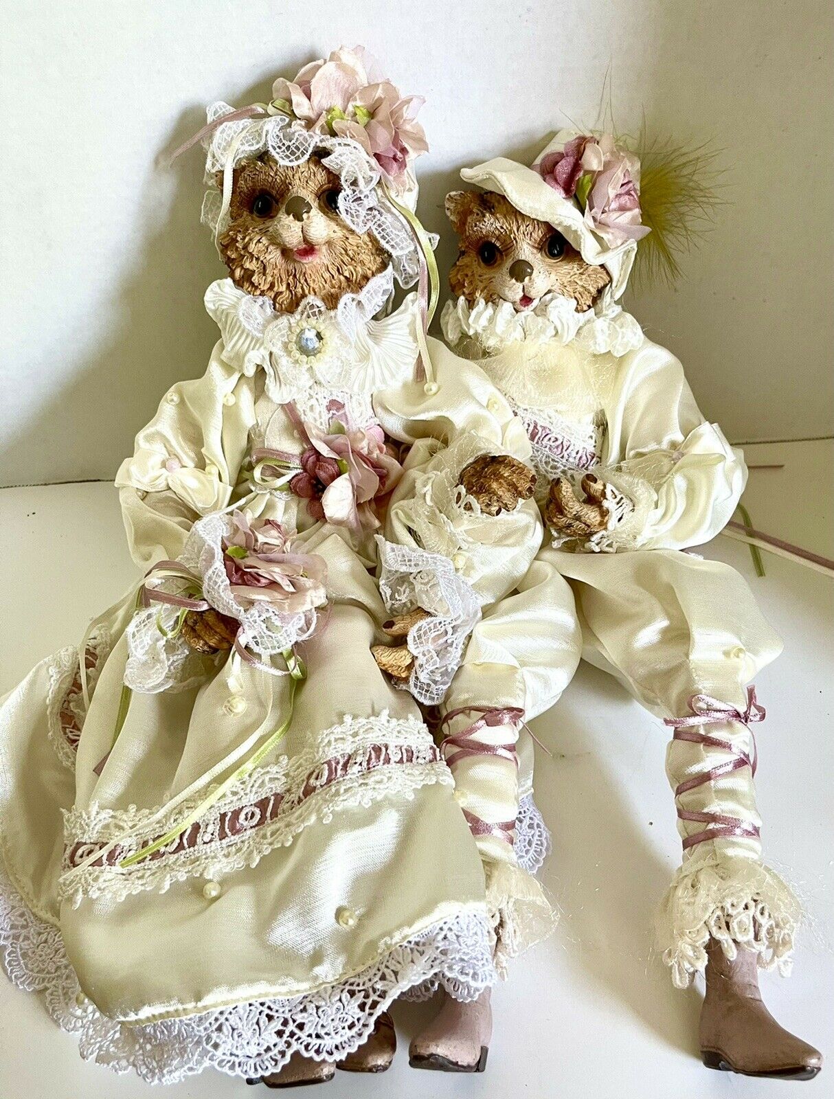 Unique Victorian 19” Cat Dolls (male & Female) Heads, Hands & Feet Are Bisque…