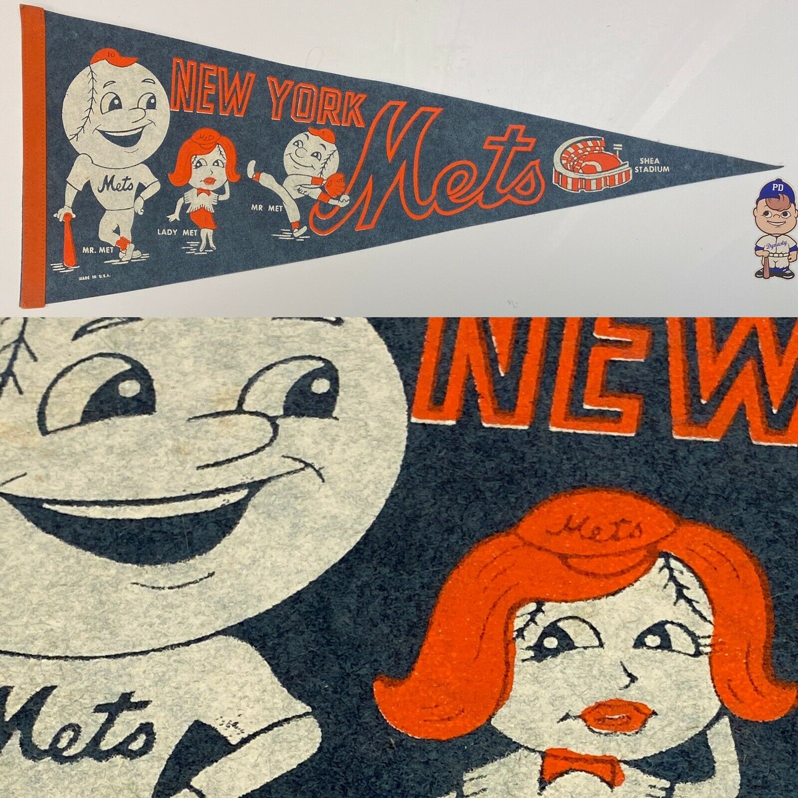 1960s New York Mets Metropolitan Vintage Pennant Mlb Baseball Ny Metro 11.5x29.5
