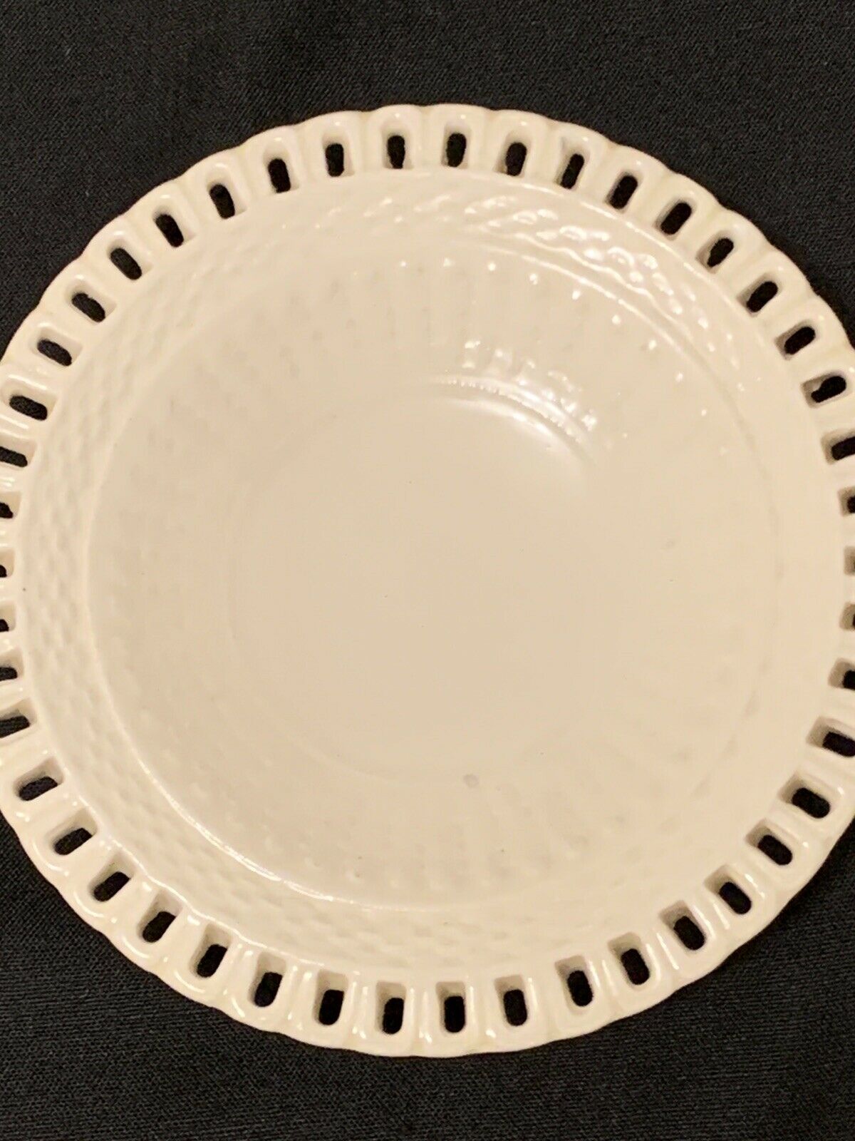 Antique English Antique Creamware Reticulated Small Plate Saucer 3 1/2” Rare
