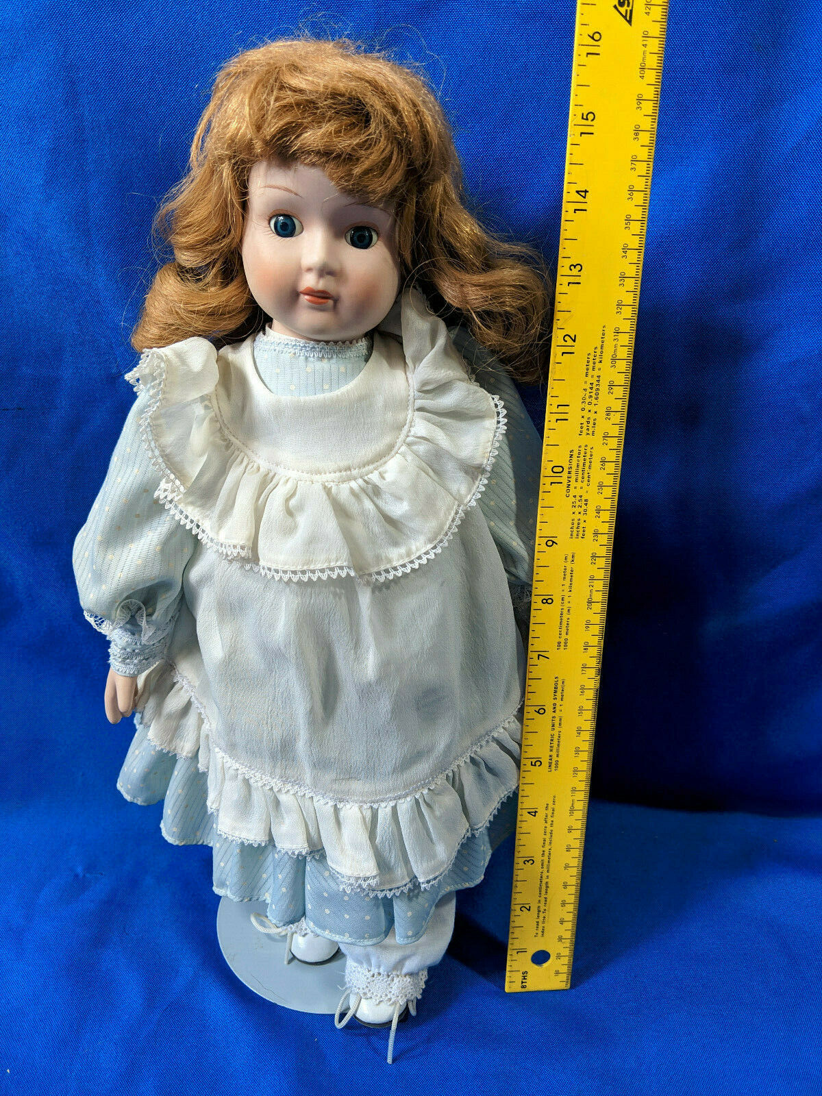 15" Beautiful Bisque Porcelain Doll Vintage Antique-style Curly Hair Clothing