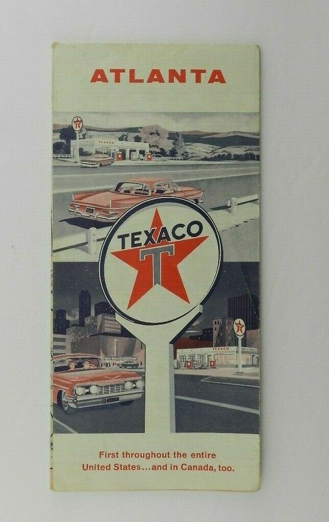 Vintage 1960 Texaco Atlanta Georgia Paper Road Map Randy Mcneely