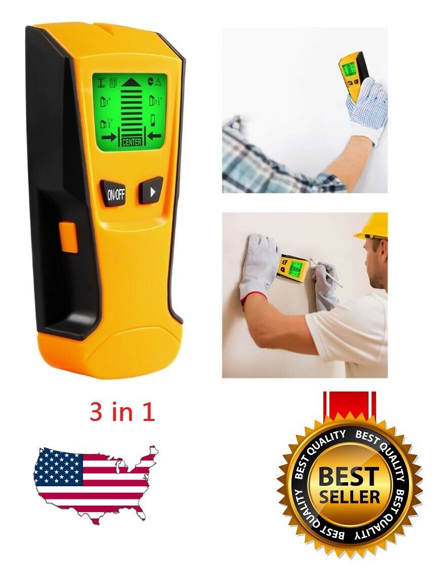 Us 3in1 Lcd Stud Wood Wall Center Finder Scanner Metal Ac Live Wire Detector New