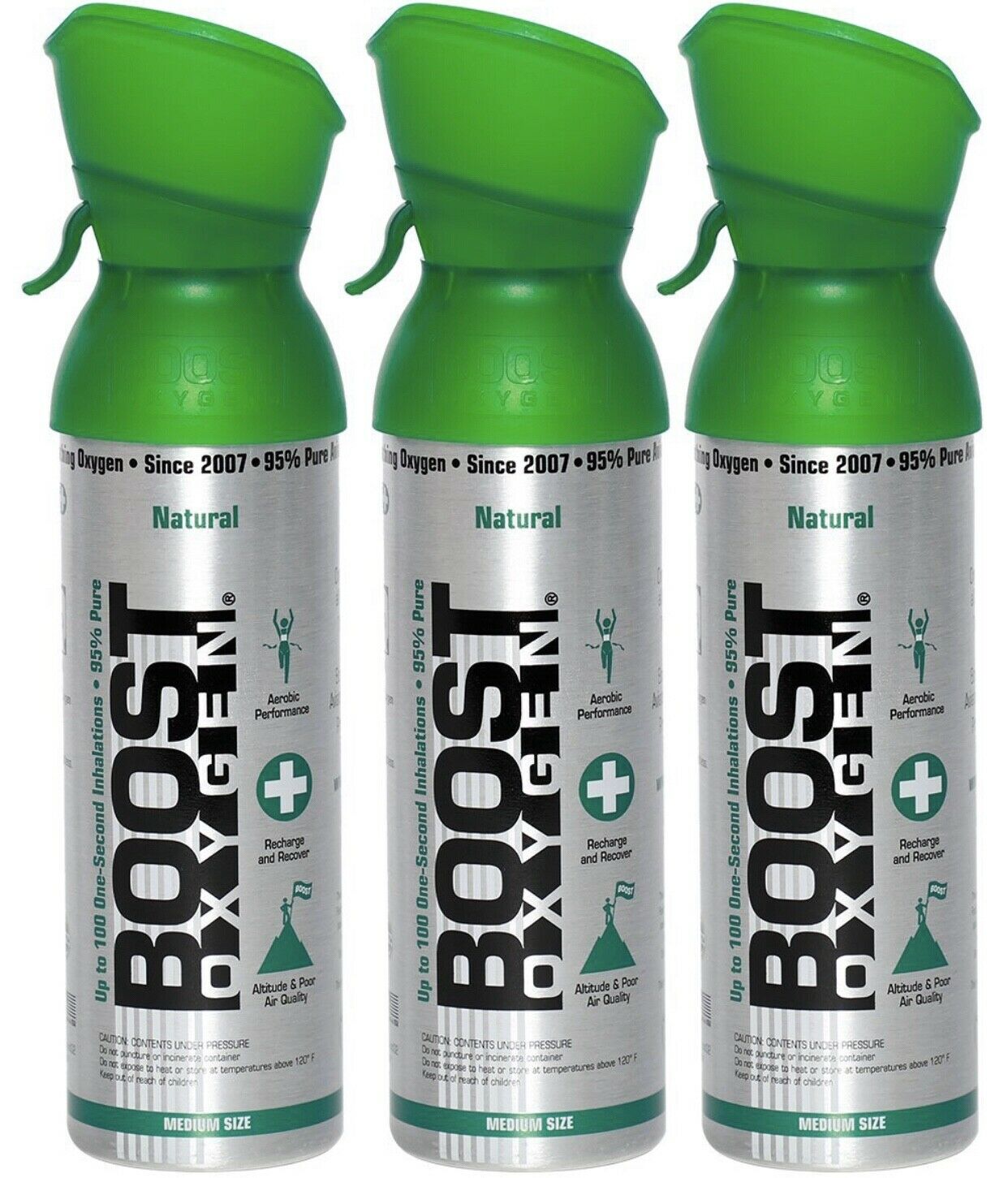 Boost Oxygen Supplement Portable Canister Of Clean Oxygen 3 Pack- Natural Medium