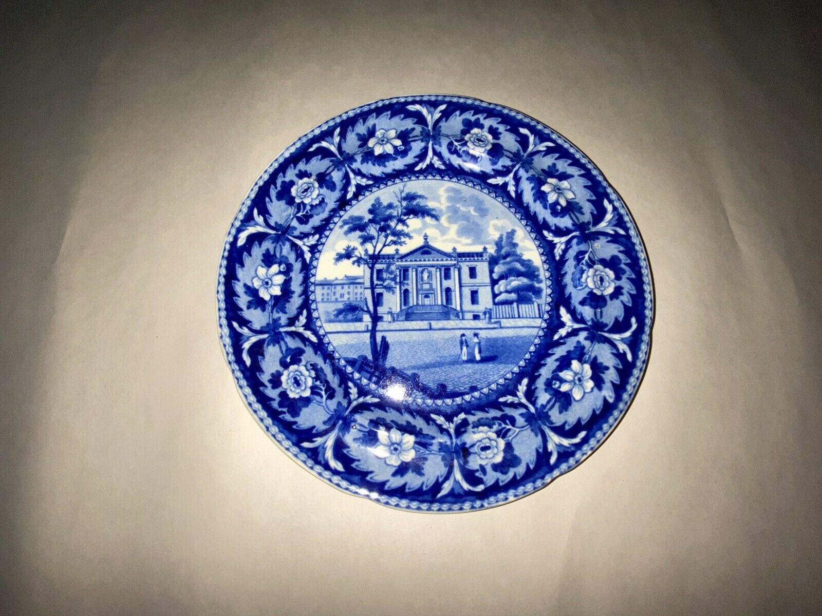 Historical Staffordshire Blue Library Philadelphia Plate Ridgway Ca. 1825 Lnrp2