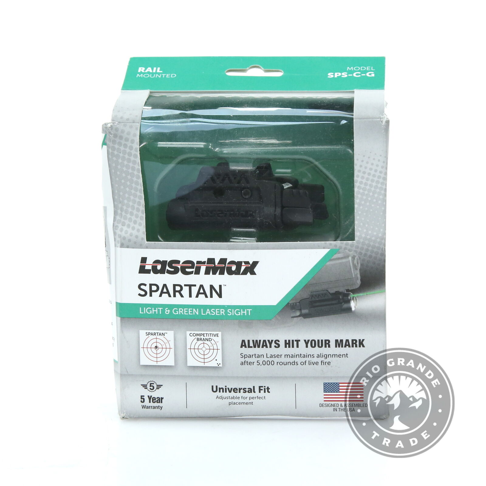 Open Box Lasermax Sps-c-g Spartan Adjustable Rail Mounted Laser In Green