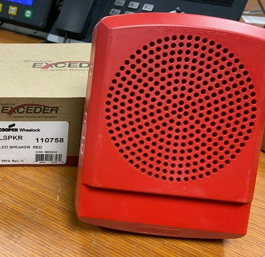 New Cooper Wheelock Exceder Red Led Fire Alarm Speaker Lspkr 110758 Wall Red