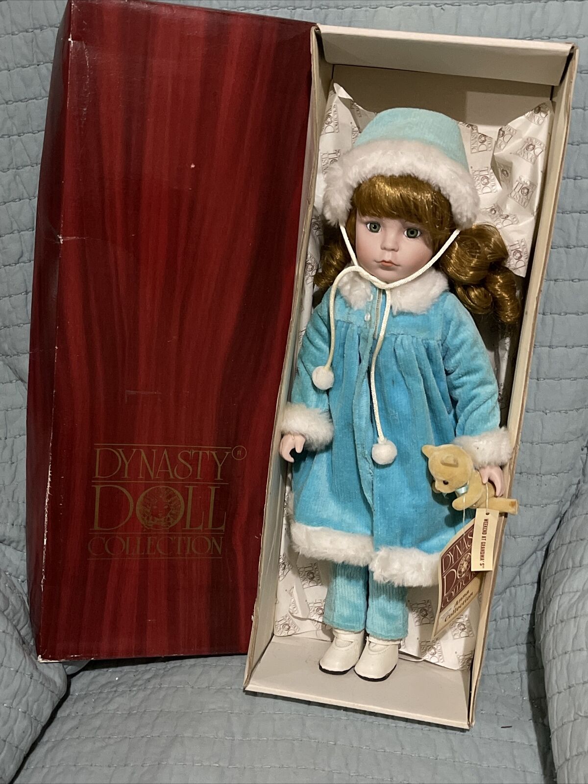 Dynasty Doll Anna Collection Weekend At Grandmas Vintage Bisque 16" Doll & Teddy
