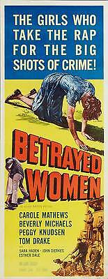 Betrayed Women Movie Poster 14x36 Insert Carole Mathews Beverly Michaels Peggy