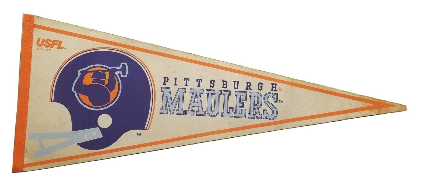 Pittsburgh Maulers Full Size Usfl Football Pennant 1982 Fair Condition