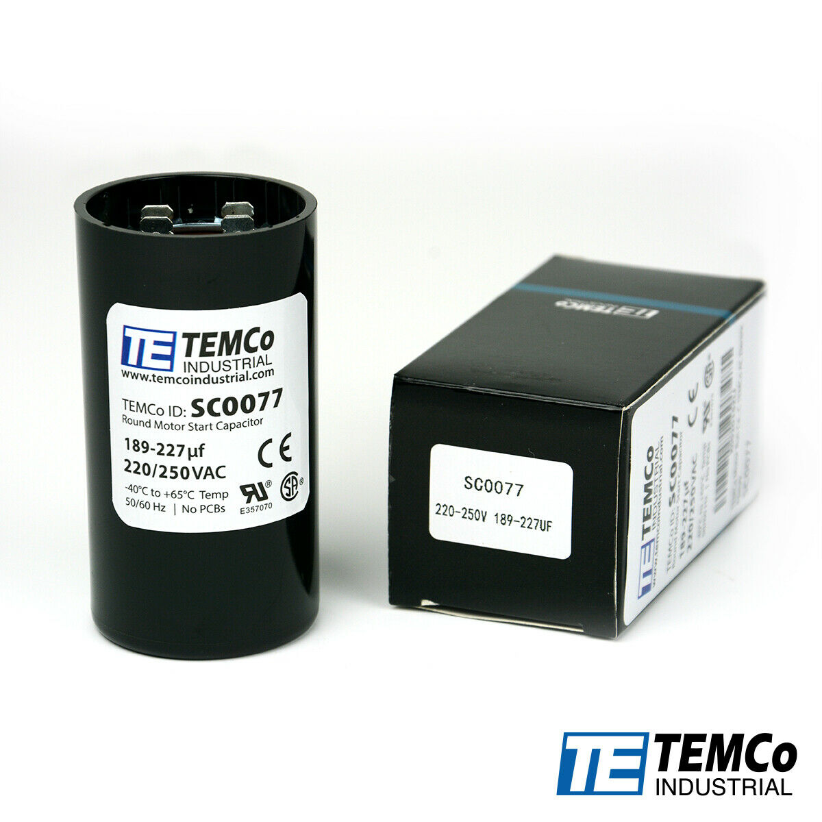 Temco 189-227 Uf/mfd 220-250 Vac Volts Round Start Capacitor 50/60 Hz -lot-1