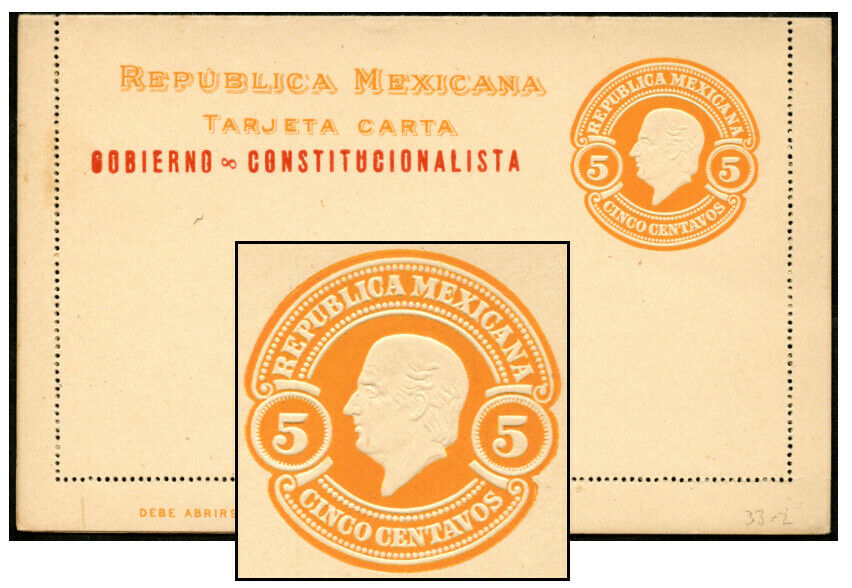 Mexico Carranza O/p 5¢ Ps Letter Card Bamert Lc33-2