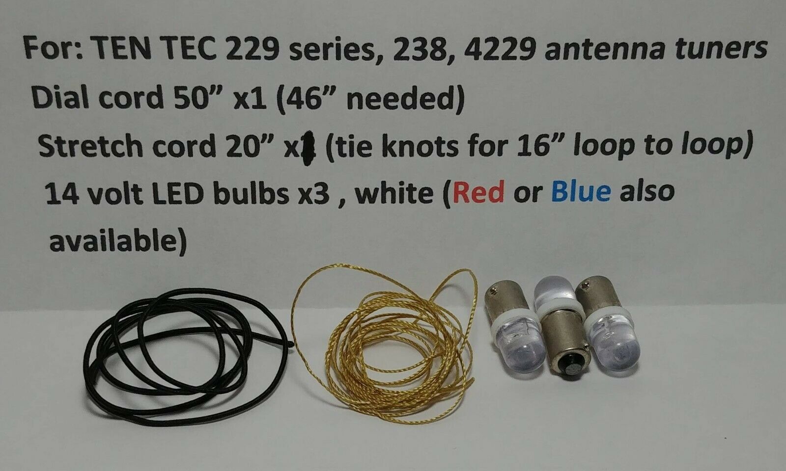 Ten-tec 229 238 Antenna Tuner Bulb Lamp, Stretch Cord, Dial Cord, 250+ Sold!