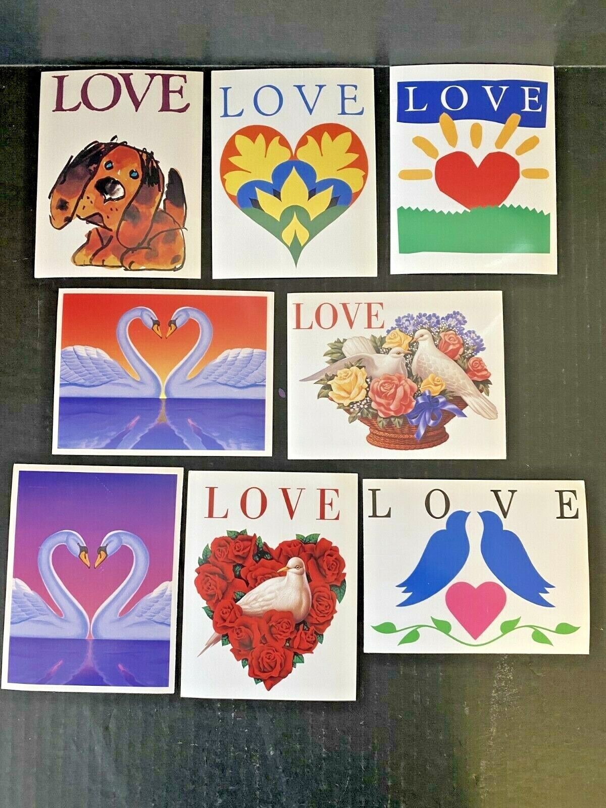 U.s. 1997 Love Postal Cards 8 Different All With 20¢ Printed Love Swan Stamp