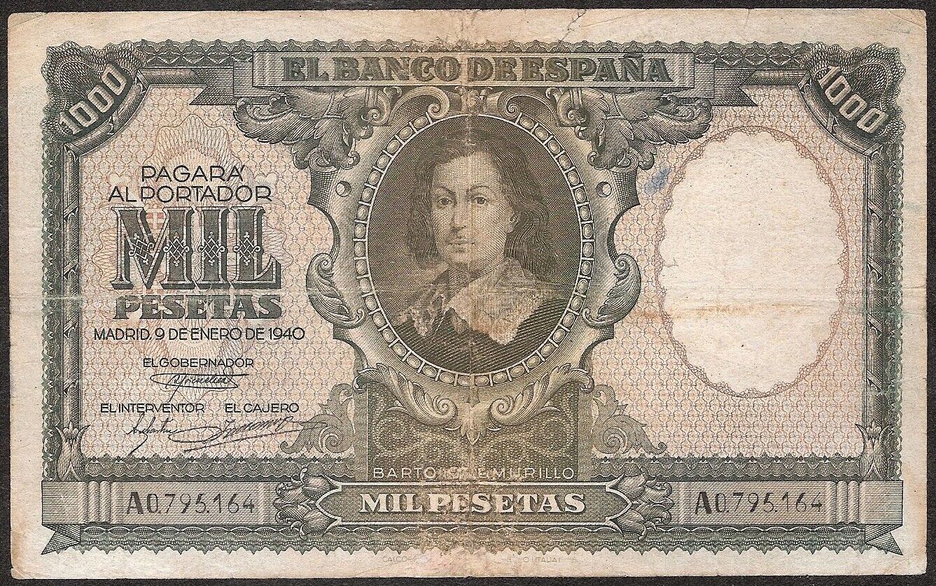 Spain Banco De España 1.000 Pesetas 1940 P:120a  F