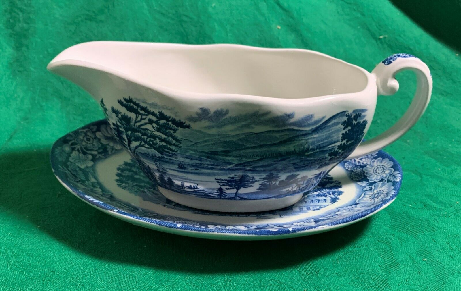 Liberty Blue   Staffordshire   Gravy Boat And Underplate