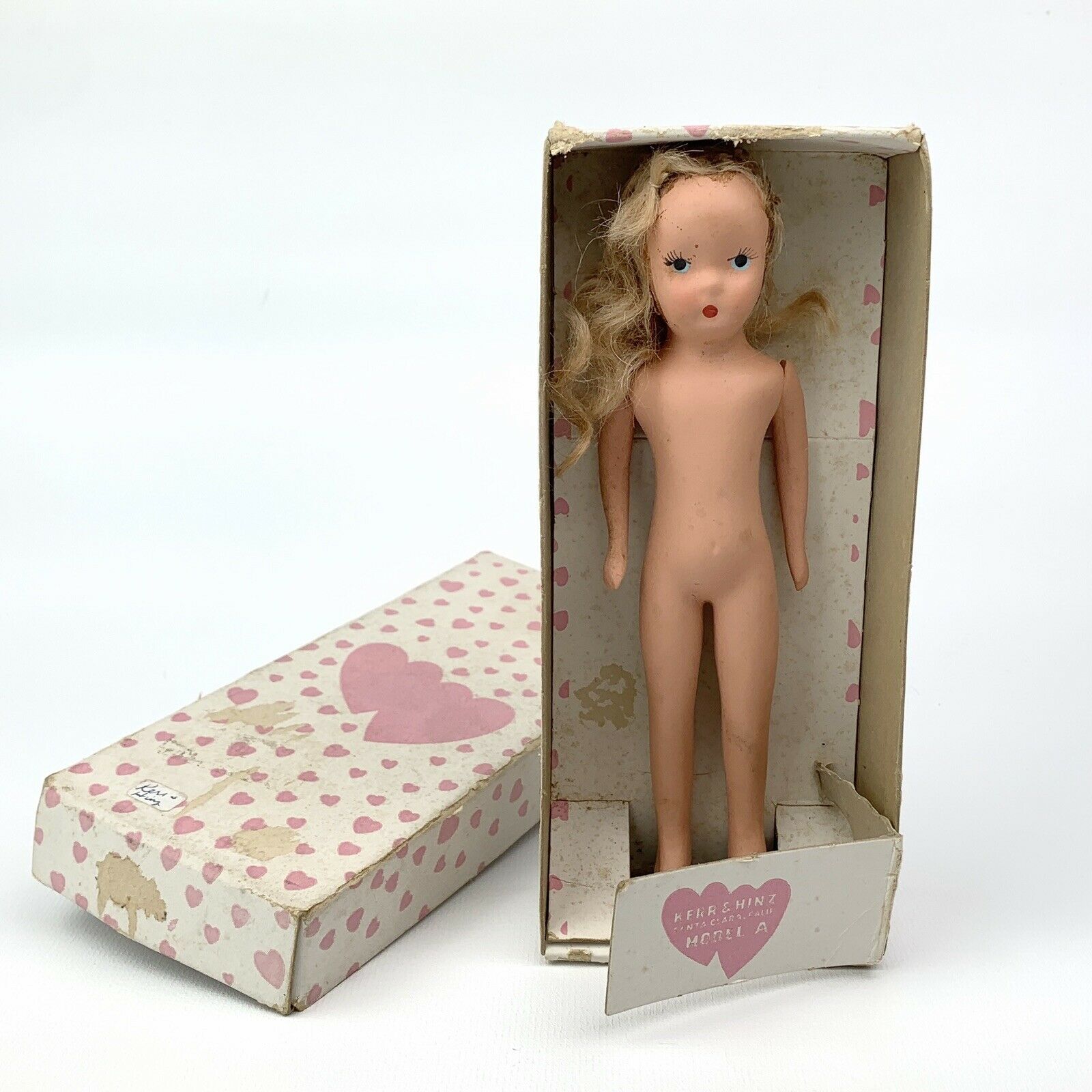 1940's Peg O My Heart Miss Blonde Bisque Doll In Box Kerr & Hinz Model A 7 Inch