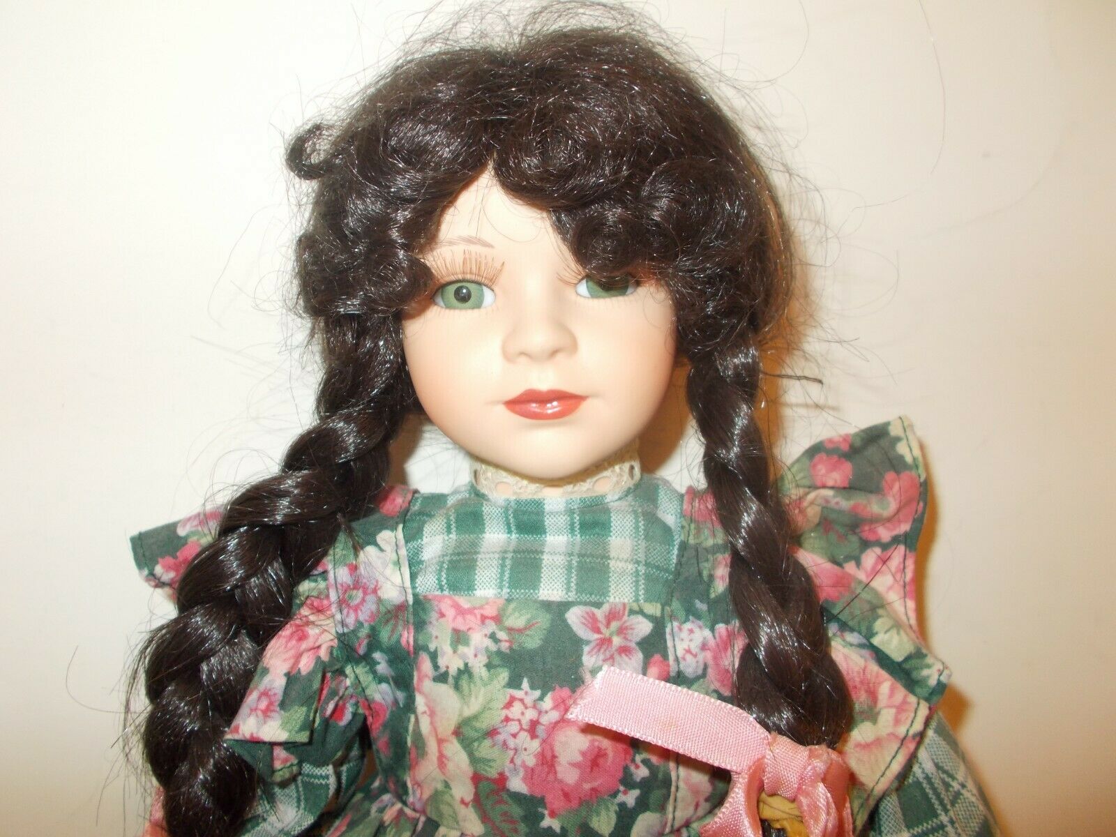 16" Doll W/bisque Head, Arms & Legs-stamped Htg? W/ Long Rose & Real Eyelashes