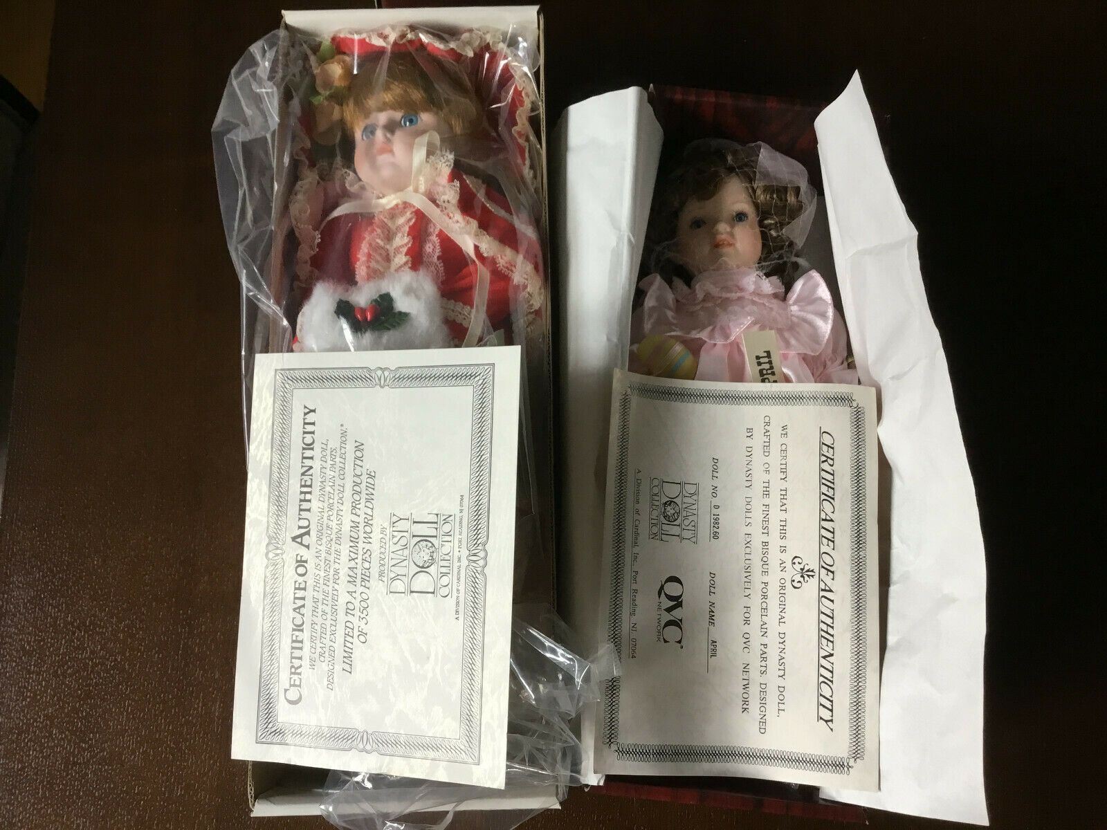 2 Vntg Dynasty Collection Qvc Sabrina & April Porcelain Bisque Dolls